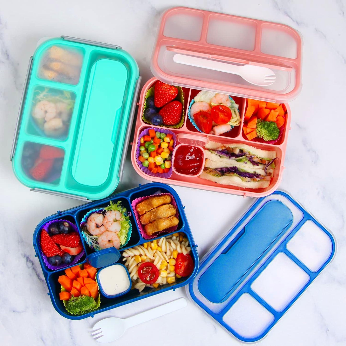 MaMix Bento Box Adult Lunch Box, Lunch Box Kids, Lunch Containers for Adults/Kids/Students,1300ML-4 Compartment Bento Box (purple)