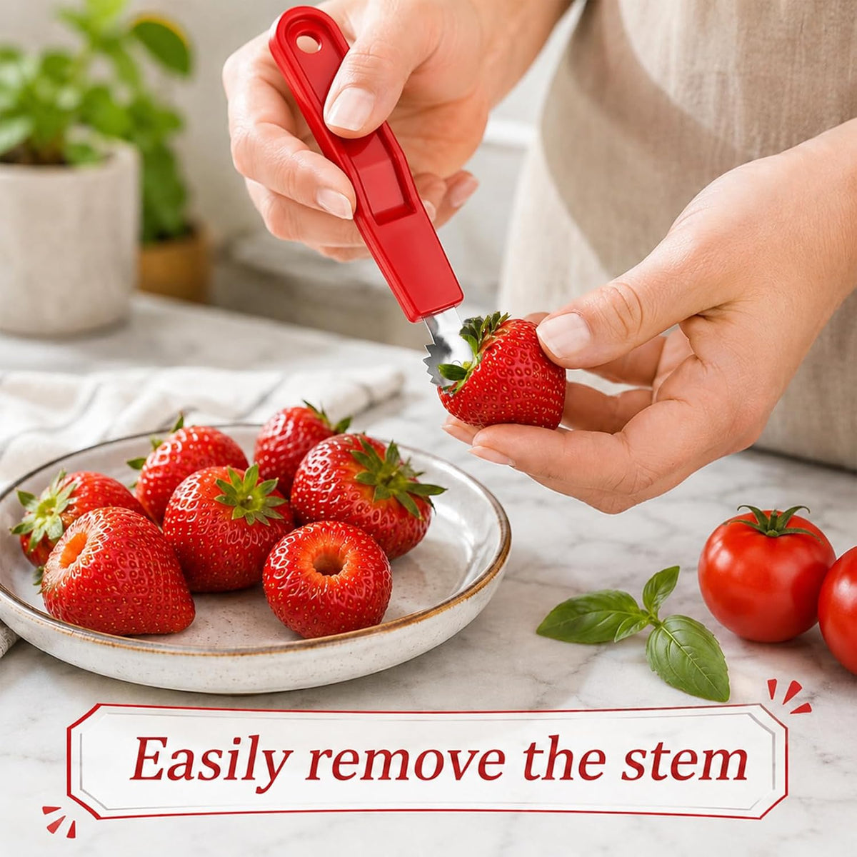 JJUNW 5 Pcs Tomato Corer Tool, Stainless Steel Strawberry Huller Tool