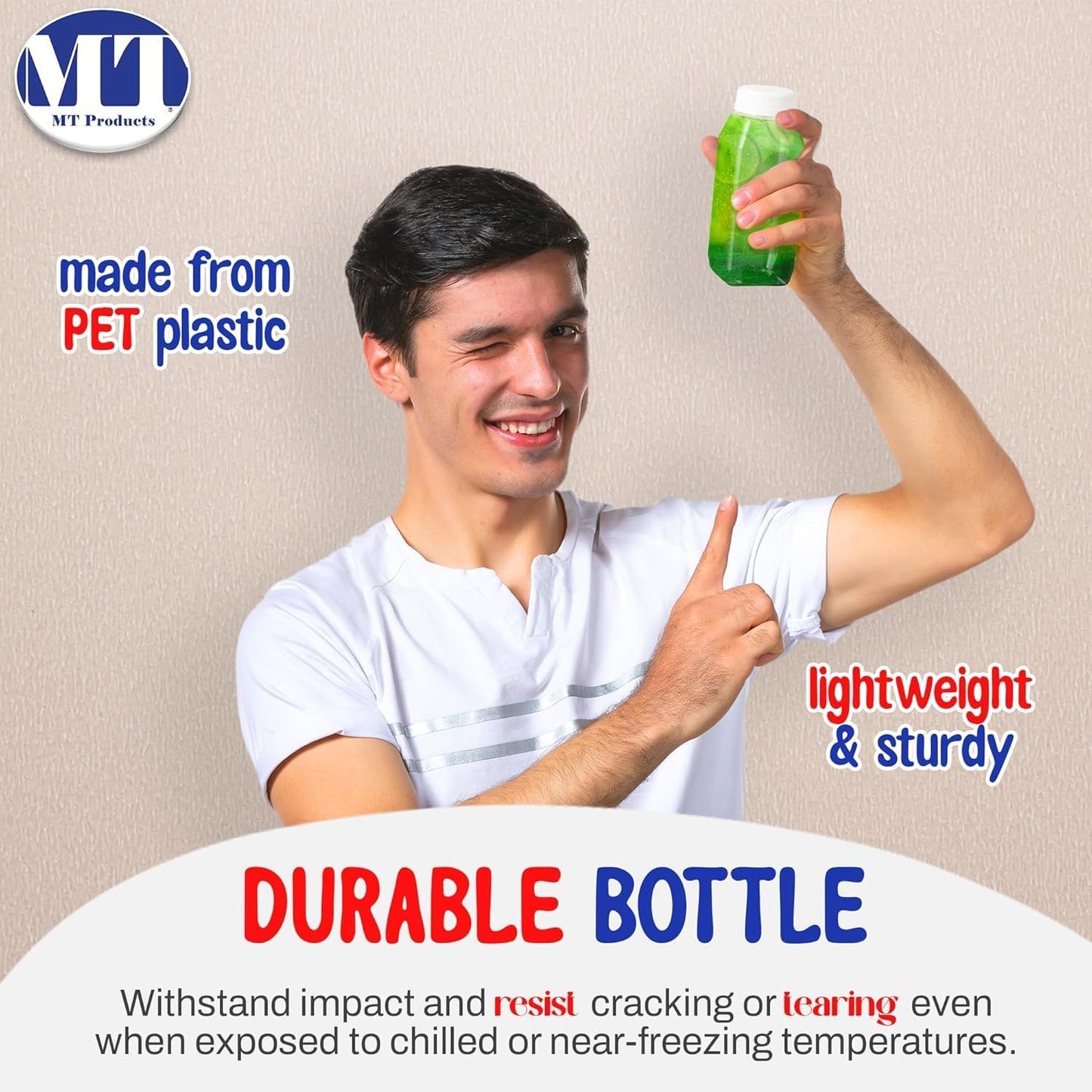 MT Products PET Plastic Juice Bottles 16 oz. - Clear Take-Out Containers (Pack of 12) - Made in USA