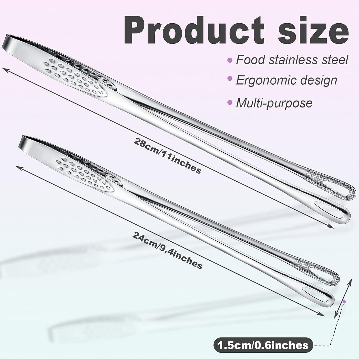 Geiserailie 3 Pcs 11 Inches Korean BBQ Tongs Stainless Steel Kitchen Tweezers Grill for Cooking Hot Pot Food Yakiniku Clamp Tool for Salad, Fish, Steak, Barbecue, Buffet, Meat