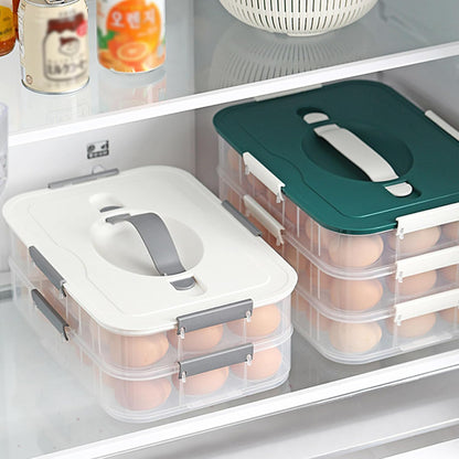 Deviled Egg Carrier, 2-Layer Plastic Clear Tray with Lid & Handle & Buckle Thickened 36 Holder for Fridge Travel Party