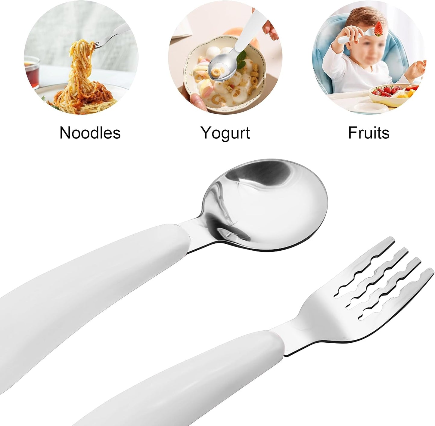 VANRA 2 Pieces Toddler Fork and Spoon Set with Travel Case 18/8 Stainless Steel Toddler Utensils Kids Silverware Children Flatware Child Cutlery Set for School Lunch Box (Blue)