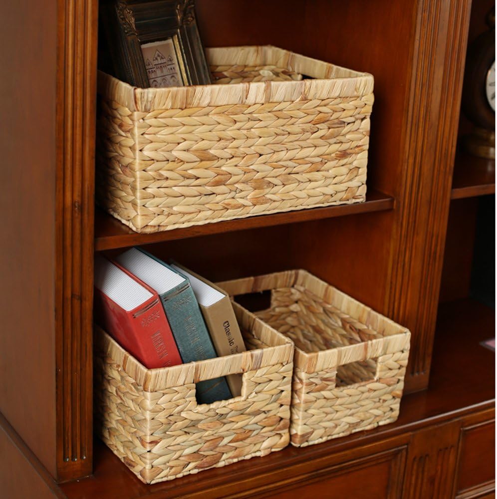 Storage Container, Natural Water Hyacinth Storage Bins Rectangular Basket,Arts and Crafts.
