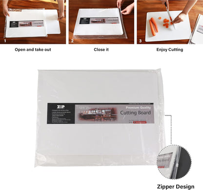 ZVP Disposable Cutting Boards, Collapsible Cutting Board Sheet with Built-in Crease, Flexible Plastic Cutting Mat for Kitchen and Commercial Use, 17 x 12 In White