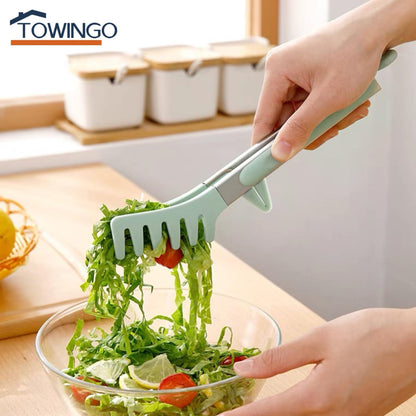 9" Kitchen Tongs for cooking with Silicone Tips, 3Pcs Serving Tongs, Blue