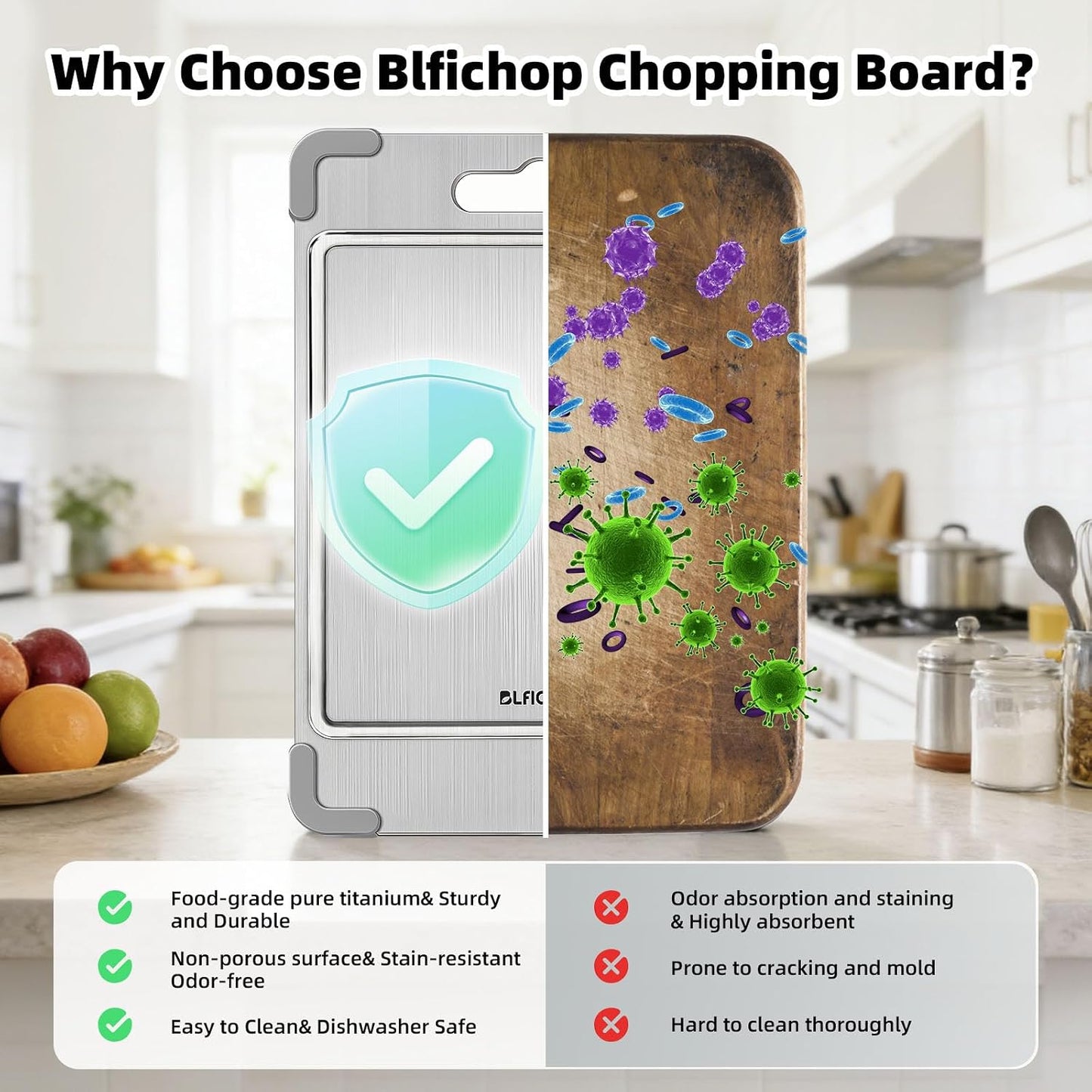 3PCS Titanium Cutting Boards for Kitchen- Food Grade Double Sided Chopping Board with Juice Groove, Removable Anti-Slip Corners, Dishwasher Safe for Meat/Fruits/Vegetables, Grey