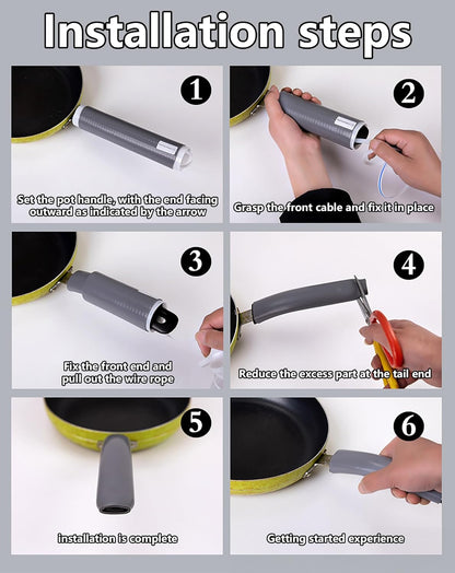 Upgraded Silicone Pan Handle Sleeve - Heat-Resistant&Non-Slip Cast Iron Handle Cover for Pots and Pans - Multipurpose Kitchen Protection(2pcs Medium)