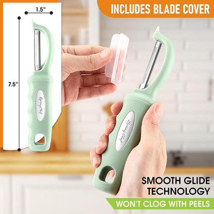 Spring Chef Premium Swivel Vegetable Peeler, Soft Grip Handle and Ultra Sharp Stainless Steel Blades - Perfect Kitchen Peeler For Veggie, Fruit, Potato, Carrot, Apple - Mango