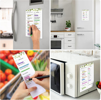 Joyberg 2 PCS Weekly Meal Planner Magnetic for Fridge 8.3x5.5”, Undated Meal Planner and Grocery List Tearable Shopping List, Magnetic Menu Planner for Fridge for Weekly Plan - 50 Pages/Book