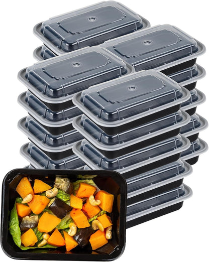 Green Direct 3 Compartment Meal Prep Containers With Lids, Disposable Plastic Lunch Food Storage Containers, To Go Take Out Freezer & Microwave Safe For Leftover, Bento Box Pack of 10
