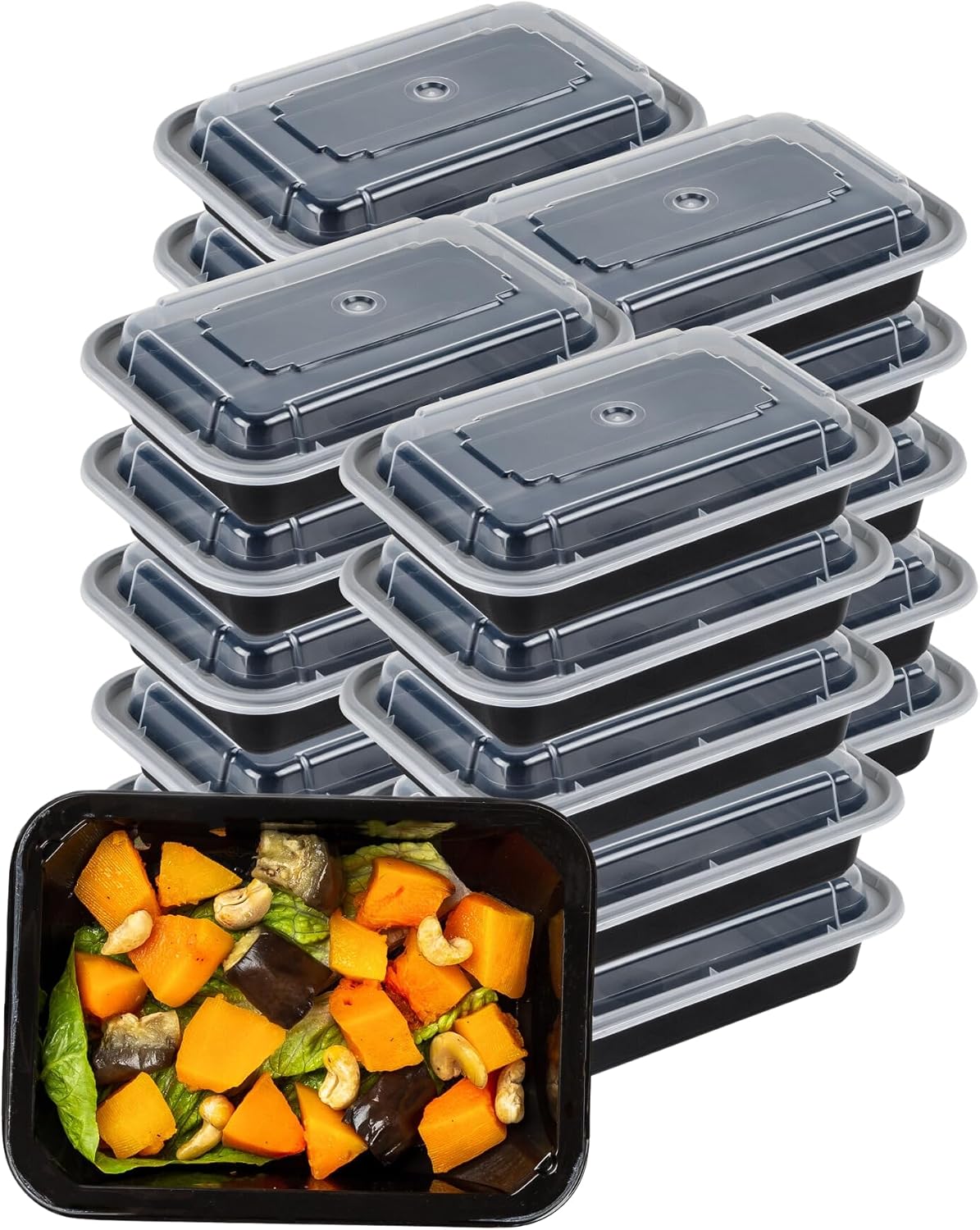 Green Direct Lunch Box Sets/Large Food Container with Lid / 2 Compartment Bento Box, Microwaveable, Freezer & Dishwasher Safe, Leak Proof, 10 Pack