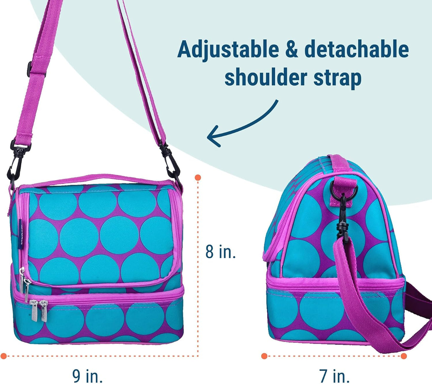 Wildkin Kids Two Compartment Insulated Lunch Bag – Keeps Food Hot or Cold, Easy-Clean Lining, Leak-Resistant & BPA-Free – Boys & Girls, Ideal for School, Travel & Daycare – Jurassic Dinosaurs