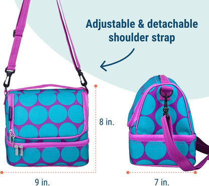 Wildkin Kids Two Compartment Insulated Lunch Bag – Keeps Food Hot or Cold, Easy-Clean Lining, Leak-Resistant & BPA-Free – Boys & Girls, Ideal for School, Travel & Daycare – Jurassic Dinosaurs