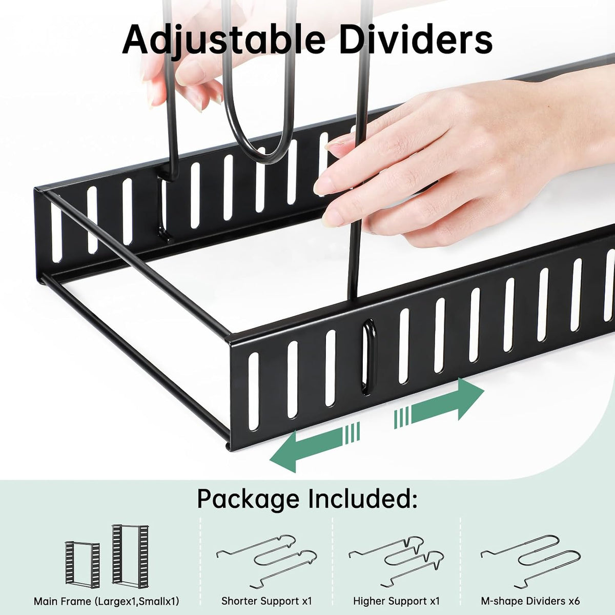ORDORA Pots and Pans Organizer Under Cabinet 16.6", 8-Tier Adjustable Rack