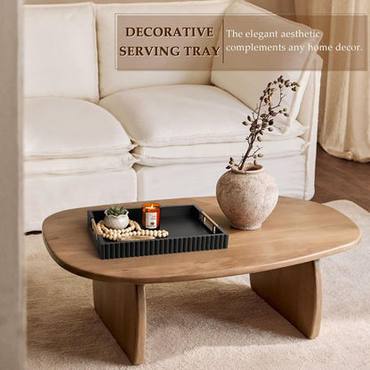 Acacia Wood Decorative Serving Tray with Handles, 16.7" x 12.8" Large Wooden Ottoman Tray for Living Room, Coffee Table Tray Decor for Food, Dinner, Tea or Breakfast in Bed (Natural)