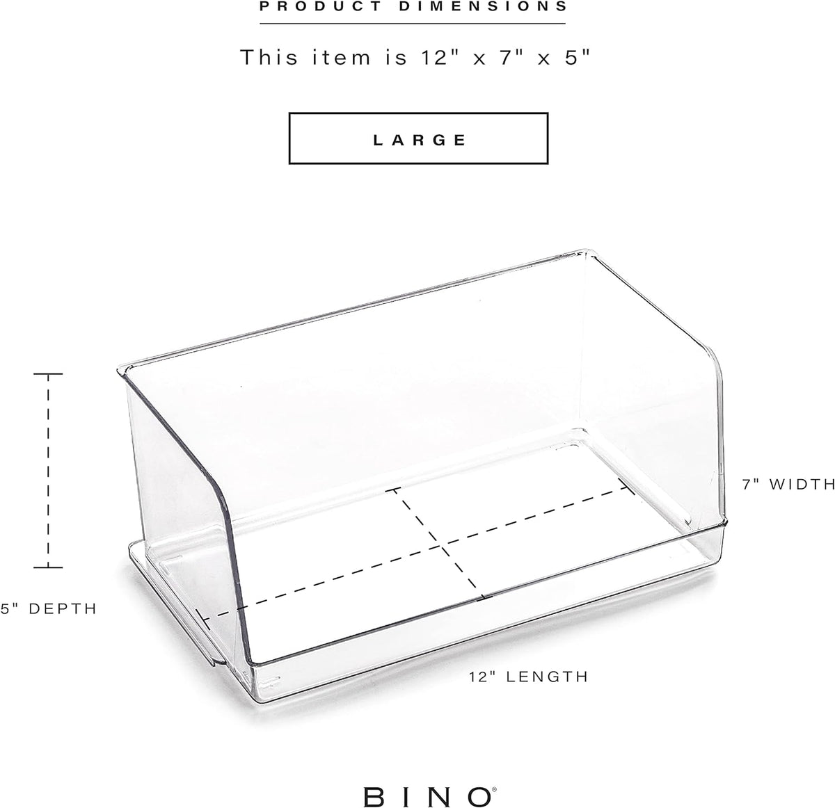 BINO | Stackable Plastic Storage Bins, Large | THE MYRIAD COLLECTION | Multipurpose Bins | Pantry Organizers And Storage | Home Organization Containers | Clear Plastic Fridge Bin | Freezer Organizer
