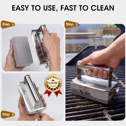 XUDAKAIXIN Grill Cleaning Bricks with Handle, Pumice Griddle Cleaning Stone Removing Stains for Grill,Plattop Griddle,Sink,Cookwares,Floor,Countertop(3-Pack with Handle)
