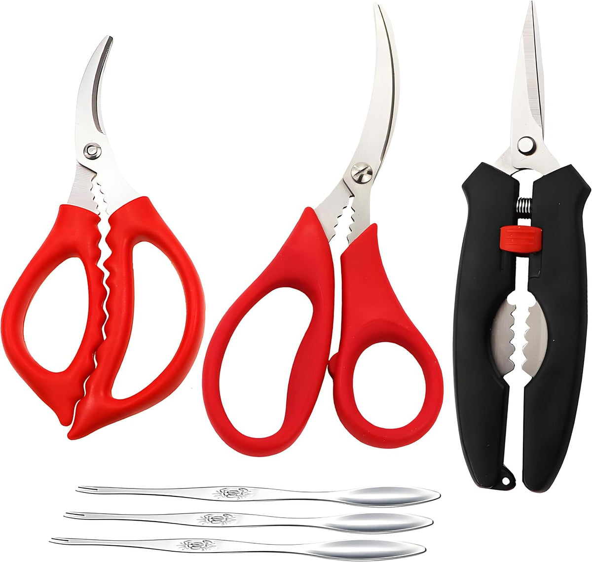 6 Pack Seafood cracker/scissors,crab cracker,seafood Picks/Forks