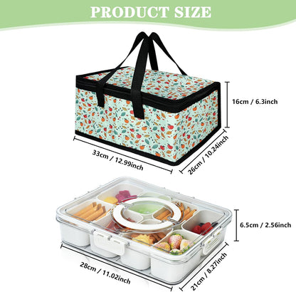 Artcome Sealed Divided Serving Tray with Handle, 8 Compartments, & Carry Bag - Ideal for Organizing and Carrying Snacks and Appetizers - Perfect for Outdoor Dining, Picnics, BBQs, Gatherings & Leisure