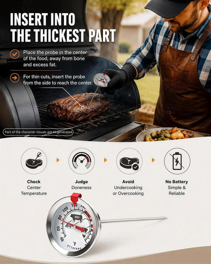 Oven Thermometer 2.75-Inch Dual Scale, 50-300°C/100-600°F, NSF 2‑Pack