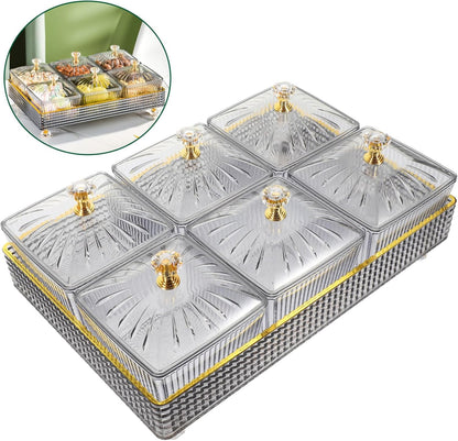Didiseaon Compartment Snack Platter Lids Relish Serving Tray Fruit Nut Tray Decorative Serving Dish Party Accessory
