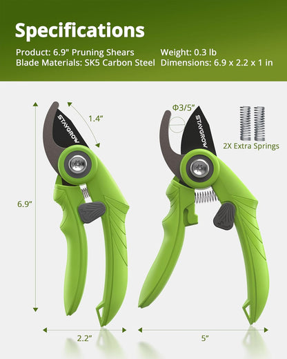 2pcs 6.5" Pruning Shears for Gardening Ultra Sharp Garden Scissors