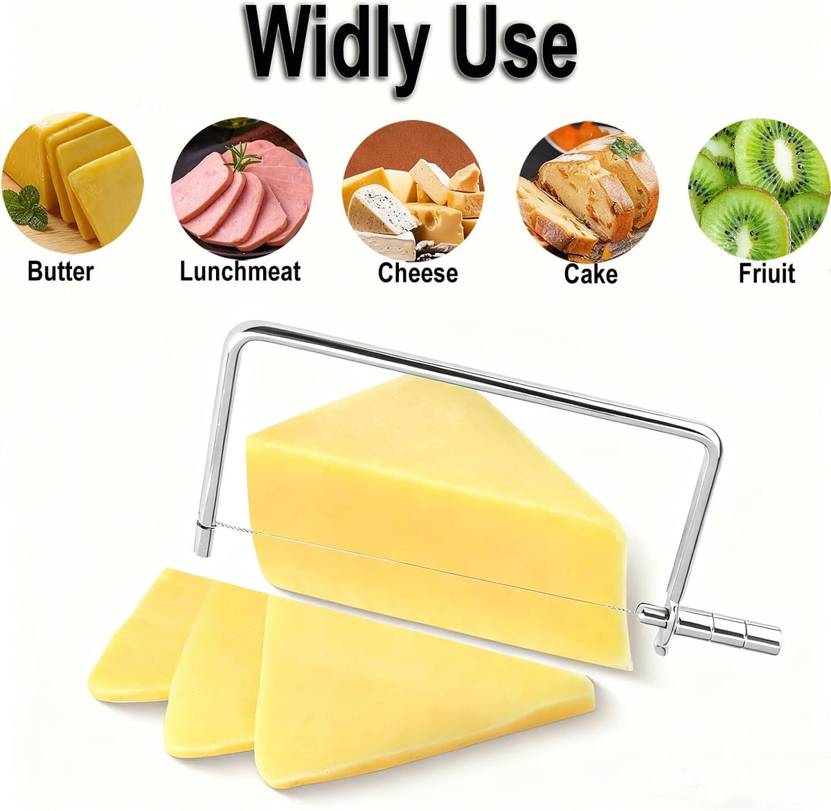 Cheese Slicer Accessories Kitchen Marble Board Cheese Cutter Stainless Steel Components Ideal Making Giftable Cheese Cutting Boards with The Cheese Slicer Kit (4CheesS slicer 12Extra Wires,6inch)