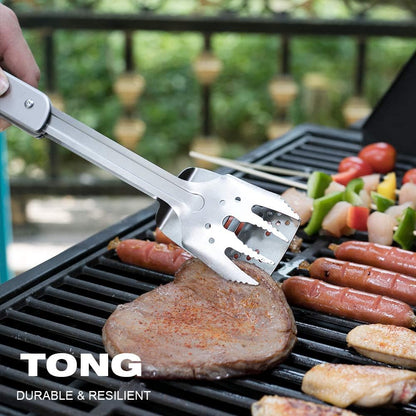 ROXON 6-in-1 Folding Grill Utensils Set, 14" BBQ Tools for Camping S601