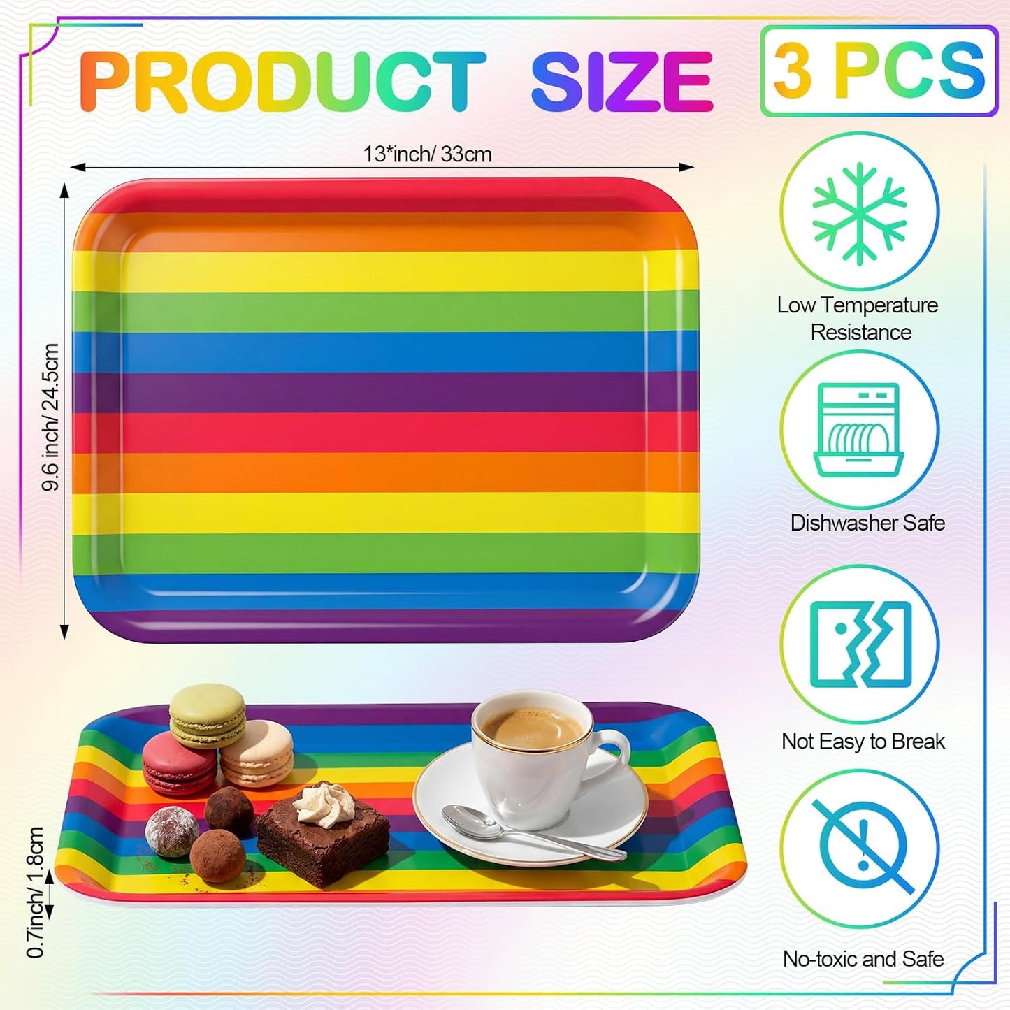 Vesici 3 Pcs Cherry Bow Serving Trays 13 x 10 Inch Pink Bow Cherry Melamine Platters Reusable Rectangular Serving Dishes for Coquette Wedding Baby Shower Birthday Party Sharing Snack Fruit Dessert