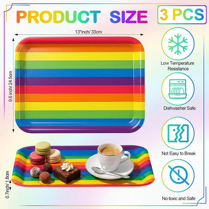 Vesici 3 Pcs Cherry Bow Serving Trays 13 x 10 Inch Pink Bow Cherry Melamine Platters Reusable Rectangular Serving Dishes for Coquette Wedding Baby Shower Birthday Party Sharing Snack Fruit Dessert
