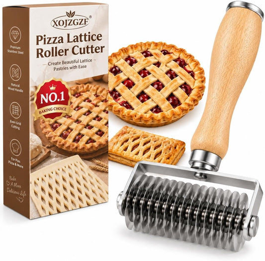 304 Stainless Steel Pizza Lattice Roller Cutter for Pie and Pastry Dough