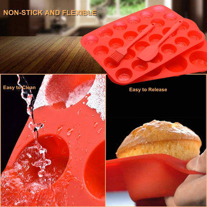 2Pack Silicone Muffin Pans with Metal Reinforced Frame,12 Cup Regular Size Silicone Cupcake Pan,Muffin Tin,Nonstick Cupcake Baking Molds for Muffins,Cupcakes,Egg Bites,BPA Free (2Pack Red)