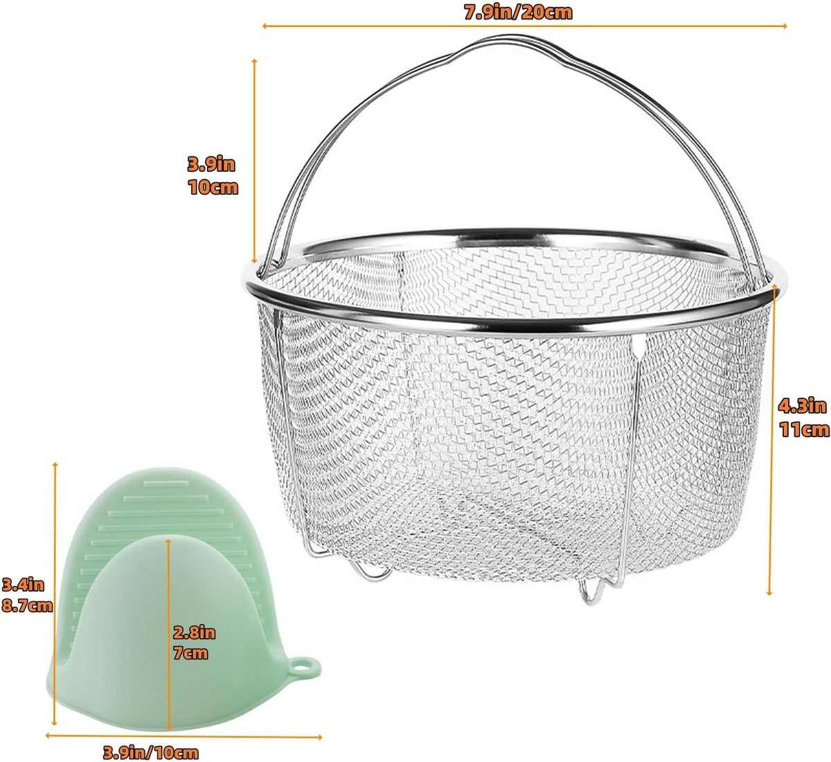 Stainless Steel Steamer Basket with Handle, Pressure Cooker Steamer Insert