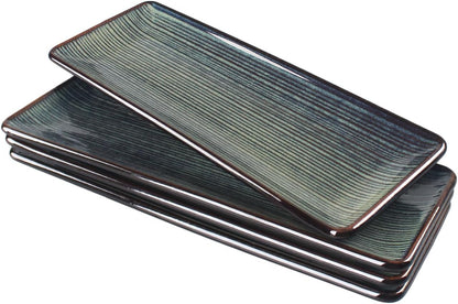 Porcelain Rectangular Plates, Large Cookie Trays, Set of 4, Shatterproof, Dishwasher-Safe, Perfect for Sushi, Baguettes, Snacks, Appetizers, Rolls, or Table Centerpieces.
