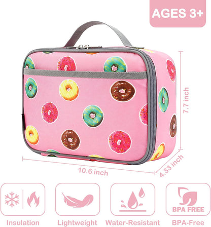 FlowFly Kids Lunch box Insulated Soft Bag Mini Cooler Back to School Thermal Meal Tote Kit for Girls, Boys, Astronaut - Colors B