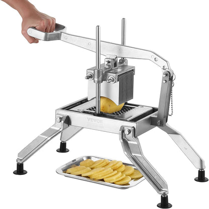 VEVOR Commercial Vegetable Slicer, 3/8" and 3/16" Tomato Slicer, Stainless Steel and Aluminum Alloy Vegetable Cutter Slicer, Manual Tomato Slicer with Non-slip Feet, for Tomatoes, Potatoes, Onions