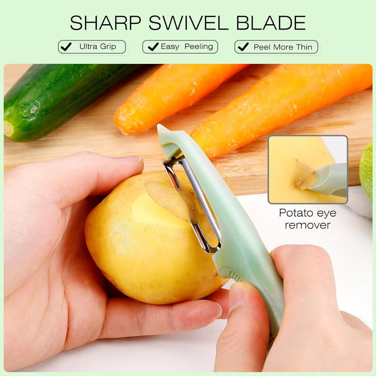 Senbowe Upgrade Potato Peeler for Kitchen, 6PCS Stainless Steel Vegetable Peeler, I and Y Veggie Food Peeler for Apple Fruit Carrot Zucchini Cucumber,Good Grip Makes Peeling Very Easy