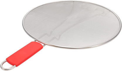 ALPHA LIVING 2 Pack Splatter Guard for Frying Pan & Food Strainer and Universal Cookware 13" - Stops Hot Oil Splash - RED Handle - Splatter Screen for Cooking - Alpha Living
