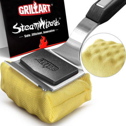 GRILLART Bristle-Free BBQ Grill Brush – Safe & Durable Cleaning Tool for Gas, Charcoal, Cast Iron & Stainless Steel Grates – Heat-Resistant Scraper Brush with Reusable Head & Hanging Loop