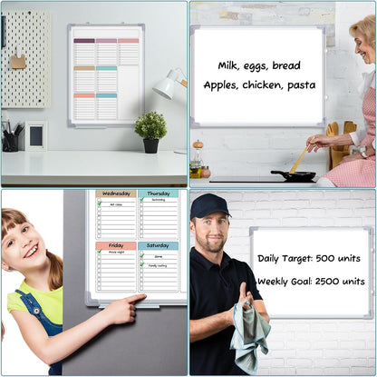 Lincia Magnetic to Do List Whiteboard for Wall 24" x 18" Large Weekly Dry Erase Board, Hanging Double-Side White Board Calendar for Planning Drawing Memo Home Kitchen Office(White)