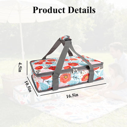 Insulated Casserole Carrier Expandable for Hot or Cold Food with Handle Food Transport for Travel Picnic Cookouts,Fits Pioneer Woman Kitchen Stuff Accessories and 9" x 13" Baking Dish