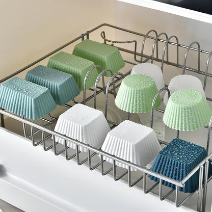12 Pack Reusable Silicone Cupcake Baking Cups, 3 Shapes of Standard Round & Square & Rectangle,Muffin Liners,Non-Toxic, BPA Free, Dishwasher Safe