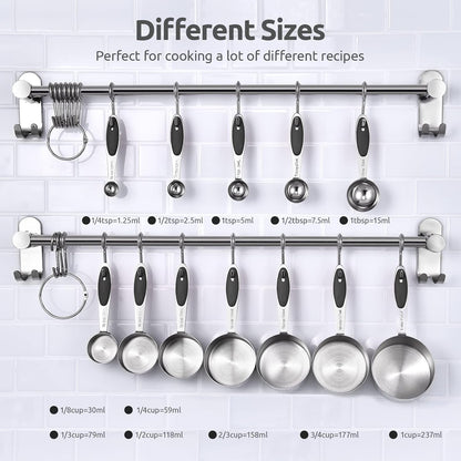 U-Taste 12 Piece Measuring Cups and Spoons Set in 18/8 Stainless Steel : 7 Measuring Cups & 5 Measuring Spoons