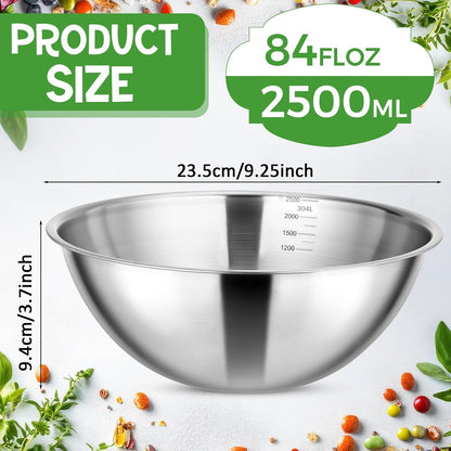 Honeydak 12 Pcs 304 Stainless Steel Mixing Bowls with Graduations, Salad Bowls Metal Serving Reusable Baking Food Storage Containers for Baking, Cooking, Salads, Soups, Ice Cream, Noodles (40 oz)