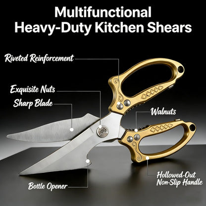 Multifunctional Heavy Duty Kitchen Shears,Kitchen Scissors for Food, Kitchen Shears for Cutting Chicken,Japanese High-Carbon Steel Culinary Poultry Shears, for Chicken,Meat,Fish,Bone Cutting(Silver)