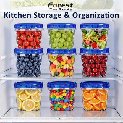 10 Pack 34oz Reusable Freezer Food Storage Containers with Twist Top Lids, Airtight Plastic Meal Prep Food Containers for Leftover Lunch Fruit Salad Oats, Clear Large Soup Container Microwave Safe