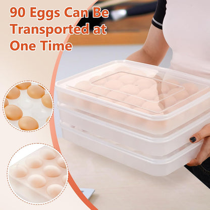 3 Pack Deviled Egg Containers with Lid and 8 Pcs Deviled Egg Injector Piping Tool, Egg Organizer for Refrigerator, Fridge Stackable Countertop Portable Egg Platter (pink,blue,green)