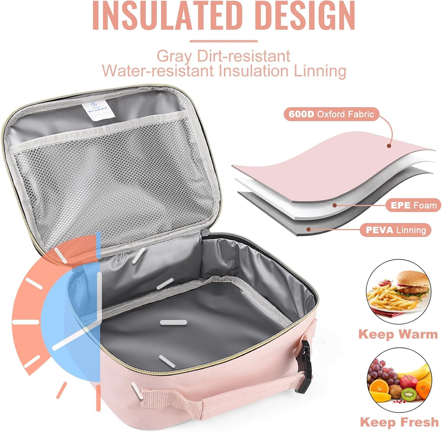 Genteen Lunch Box Kids, Insulated Lunch Bag Kids Boys Girls Back to School, Soft Lunch Box for Men Reusable Lunchbox for Office,Outdoor,School (Black)