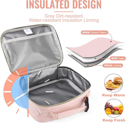 Genteen Lunch Box Kids, Insulated Lunch Bag Kids Boys Girls Back to School, Soft Lunch Box for Men Reusable Lunchbox for Office,Outdoor,School (Black)