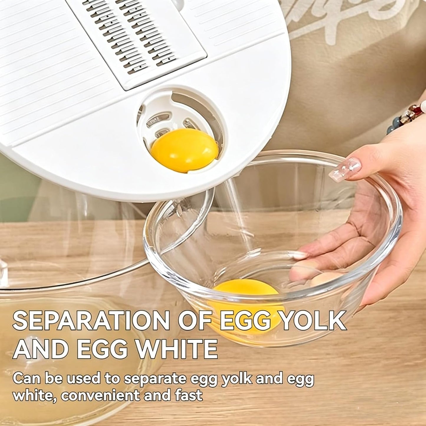 Ceruaxb Salad Spinner Chopper Large with 5 Blades Slicer, Vegetables Fruits Wash Bowl, Lettuce Spinner and Dryer, Egg Yolk Strainer Slicer Shredder for Kitchen Colander, 5.3 Qt, Green